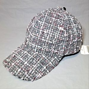 "NWT" Tweed Women's Baseball Cap Pink/Gray with Sparkles Adjustable